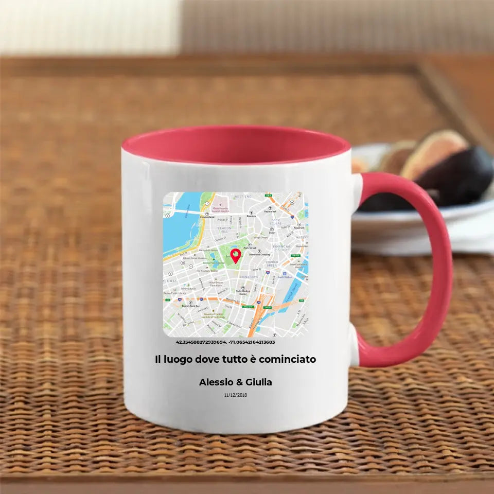 Tazza rossa con mappa personalizzabile