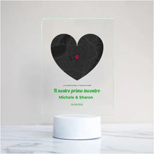 Carica l'immagine nel visualizzatore di Gallery, Targa con base led bianca e mappa a cuore