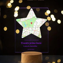 Carica l'immagine nel visualizzatore di Gallery, Targa con base effetto legno e mappa stella personalizzabile