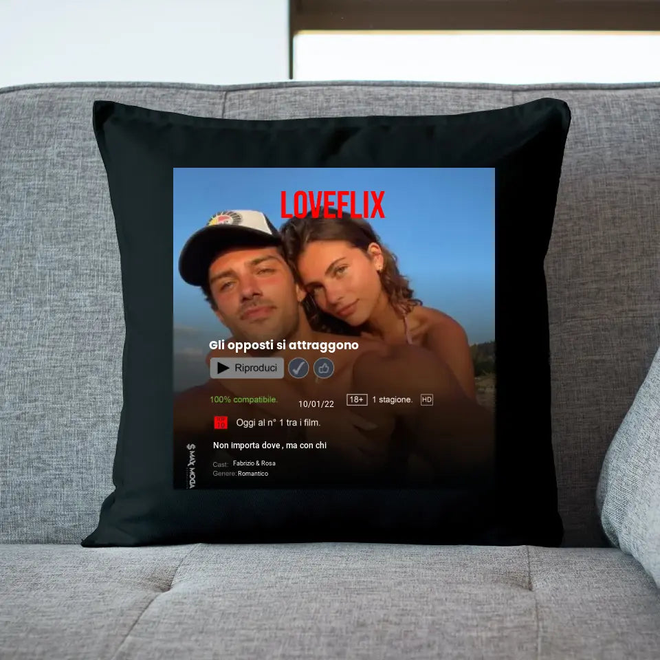 Cuscino nero Netflix personalizzabile