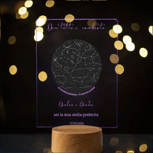 Carica l'immagine nel visualizzatore di Gallery, Targa Costellazioni con base effetto legno led personalizzabile