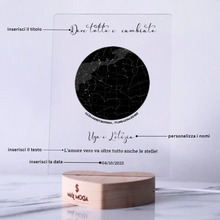 Carica l'immagine nel visualizzatore di Gallery, Targa Costellazioni con base a cuore led personalizzabile