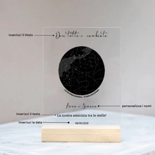 Carica l'immagine nel visualizzatore di Gallery, Targa Costellazioni con base in legno 15x20 personalizzabile