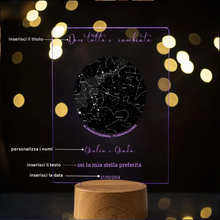 Carica l'immagine nel visualizzatore di Gallery, Targa Costellazioni con base effetto legno led personalizzabile
