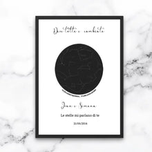 Carica l'immagine nel visualizzatore di Gallery, Quadro nero Costellazioni personalizzabile 20x30