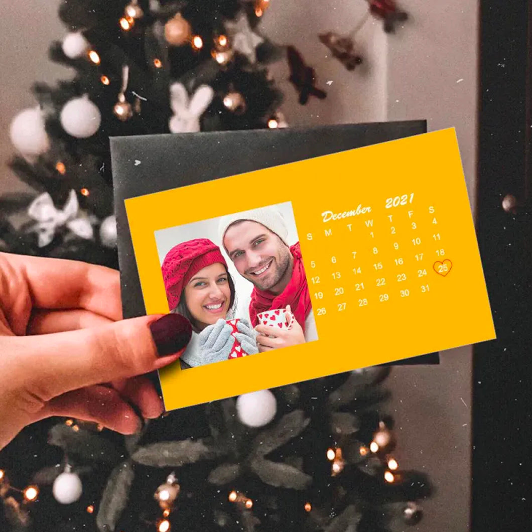 Cartolina Gialla Calendario con foto e data personalizzabili
