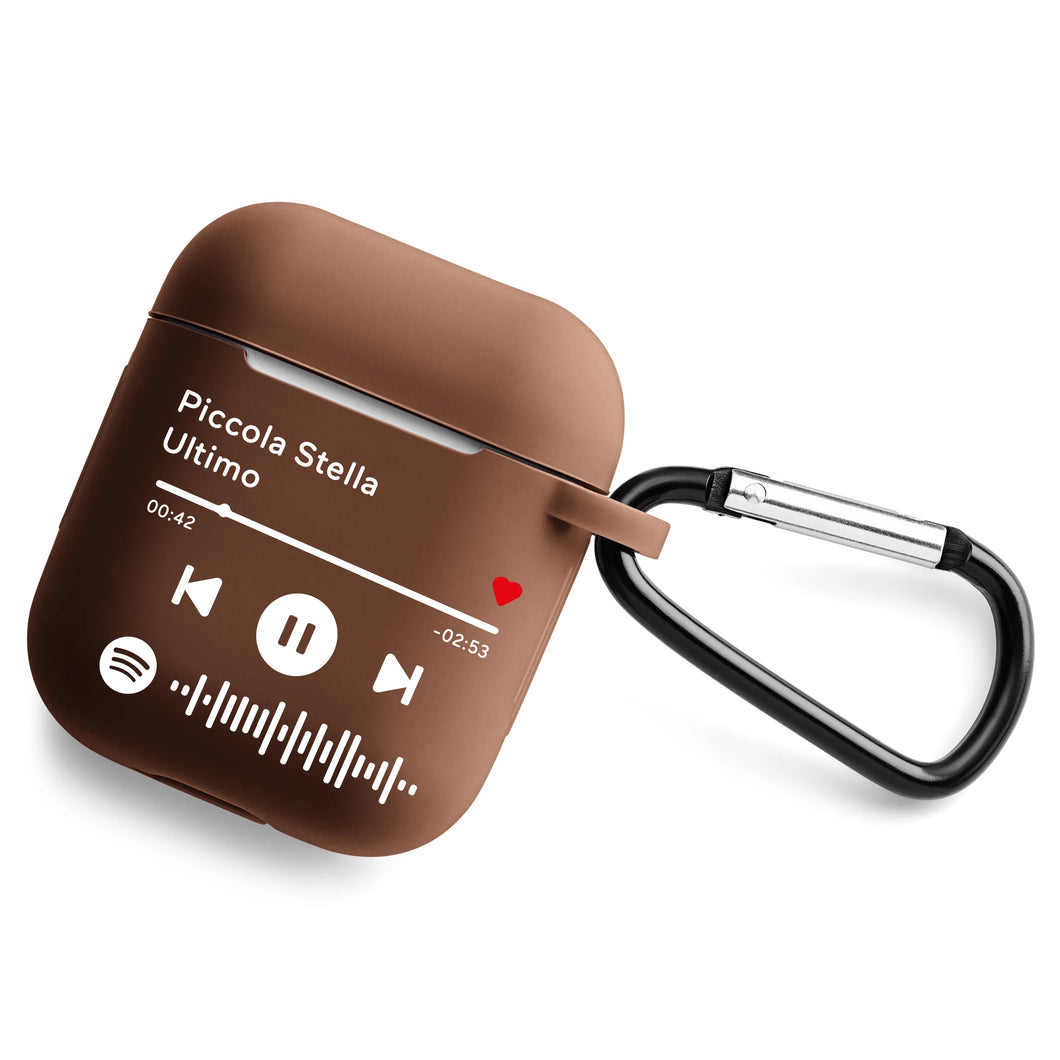 Custodia Chocolate Protection Airpods con gancio e codice spotify personalizzabile