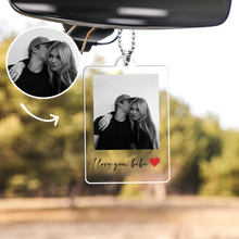 Carica l'immagine nel visualizzatore di Gallery, Ciondolo specchietto con foto e frase personalizzabile 8,5cm x 5,5cm