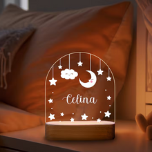 Carica l'immagine nel visualizzatore di Gallery, Targa con base in legno a led "Good Night" personalizzabile