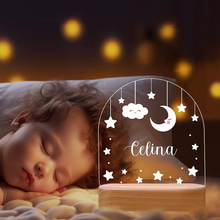 Carica l'immagine nel visualizzatore di Gallery, Targa con base in legno a led "Good Night" personalizzabile