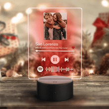 Carica l'immagine nel visualizzatore di Gallery, Targa con base a led e codice spotify con foto personalizzabile 15cm x 20cm