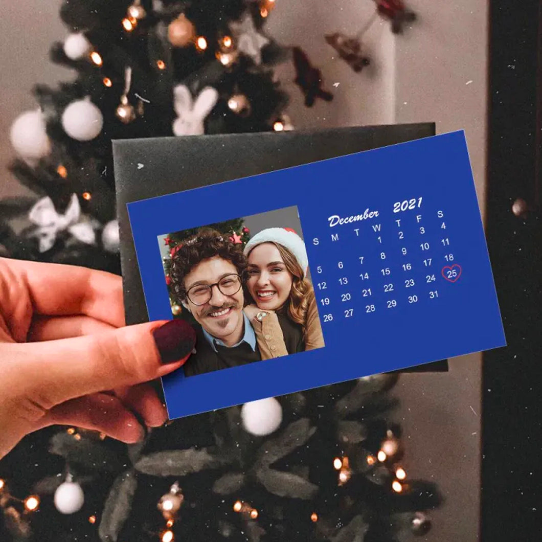 Cartolina Blu Calendario con foto e data personalizzabili