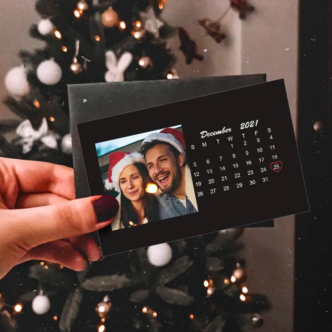 Cartolina Nera Calendario con foto e data personalizzabili