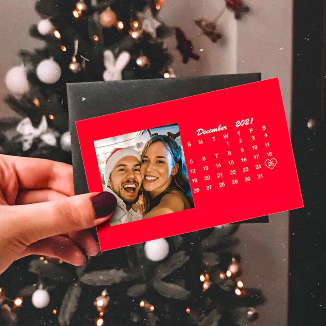 Cartolina Rossa Calendario con foto e data personalizzabili