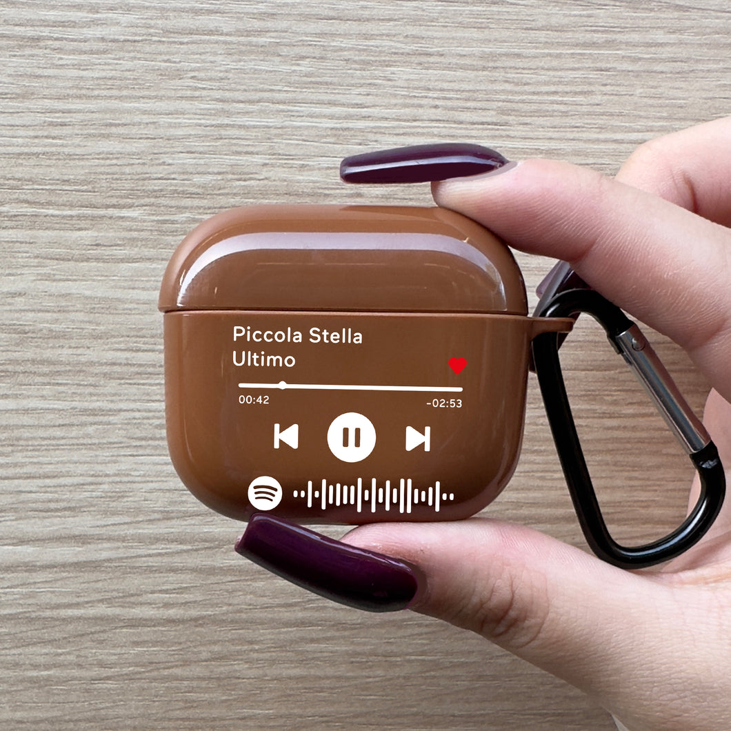 Custodia Chocolate Protection Airpods pro con gancio e codice spotify personalizzabile