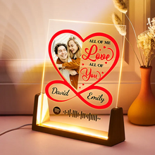 Carica l'immagine nel visualizzatore di Gallery, Targa "Love You" con base in legno a led e codice spotify con foto personalizzabile 15cm x 20cm