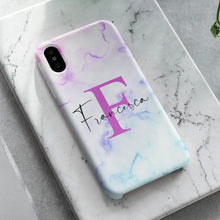Carica l'immagine nel visualizzatore di Gallery, Cover protection " Rainbow Marmo" con lettere e nome personalizzabile
