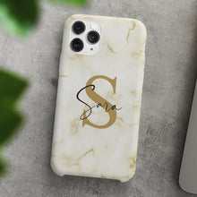 Carica l'immagine nel visualizzatore di Gallery, Cover protection " Gold Marmo" con lettere e nome personalizzabile