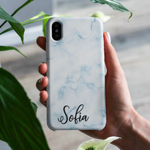 Carica l'immagine nel visualizzatore di Gallery, Cover protection "LightBlue Marmo" con nome personalizzabile
