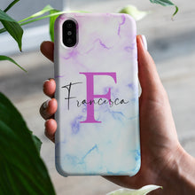 Carica l'immagine nel visualizzatore di Gallery, Cover protection " Rainbow Marmo" con lettere e nome personalizzabile