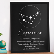 Carica l'immagine nel visualizzatore di Gallery, Quadro nero "Capricorno"