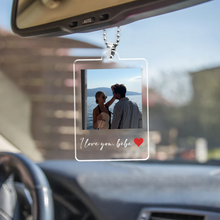 Carica l'immagine nel visualizzatore di Gallery, Ciondolo specchietto con foto e frase personalizzabile 8,5cm x 5,5cm