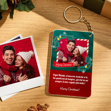 Carica l'immagine nel visualizzatore di Gallery, Portachiavi Natalizio con foto e dedica personalizzabile 8,5 x 5,5 cm