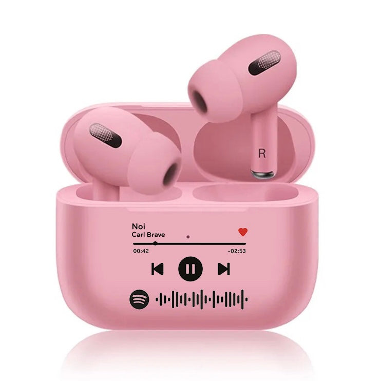 Cuffie Pro Bluetooth rosa pastello con codice spotify personalizzabile