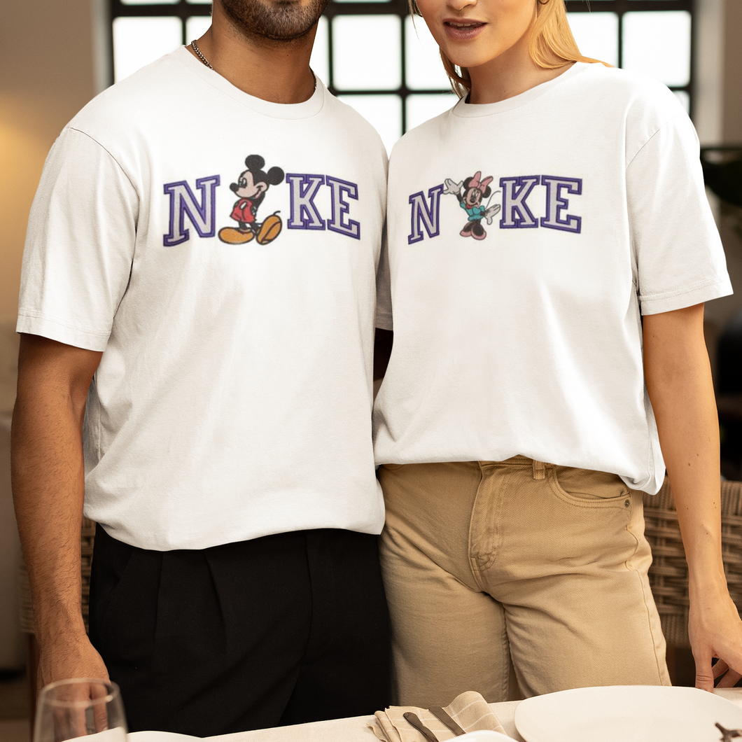 T-shirt bianca di coppia Minnie & Topolino