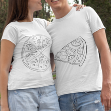Carica l&#39;immagine nel visualizzatore di Gallery, T-shirt bianca di coppia &quot;Pizza&quot;
