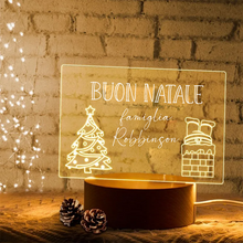 Carica l'immagine nel visualizzatore di Gallery, Targa "Dedica" con base tonda effetto legno 15cm x 20cm