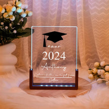 Carica l'immagine nel visualizzatore di Gallery, Targa con base in legno a led "Laurea" personalizzabile 15cmx20cm