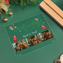 Carica l'immagine nel visualizzatore di Gallery, Targa "Christmas Day" con base a led in legno e codice spotify con foto personalizzabile 20cm x 15cm