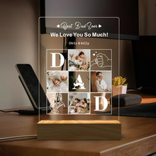 Carica l'immagine nel visualizzatore di Gallery, Targa con base in legno a led "Per te Papà" personalizzabile