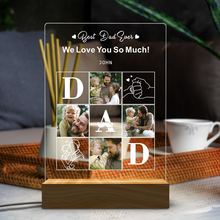 Carica l'immagine nel visualizzatore di Gallery, Targa con base in legno a led "Per te Papà" personalizzabile