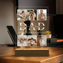 Carica l'immagine nel visualizzatore di Gallery, Targa con base in legno a led "DAD" personalizzabile