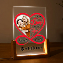 Carica l'immagine nel visualizzatore di Gallery, Targa con base in legno a led e codice spotify con foto personalizzabile 15cm x 20cm
