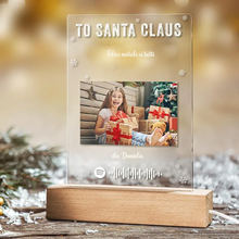 Carica l'immagine nel visualizzatore di Gallery, Targa "Santa Claus" con base in legno a led e codice spotify 15cmx20cm personalizzabile