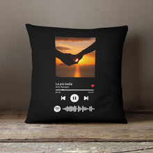 Carica l'immagine nel visualizzatore di Gallery, Cuscino Nero con codice spotify e foto personalizzabile 40 cm x 40 cm