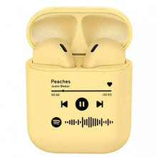 Carica l'immagine nel visualizzatore di Gallery, Cuffie Bluetooth giallo pastello con codice spotify personalizzabile