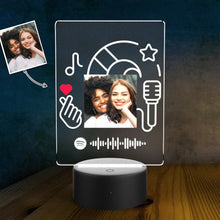 Carica l'immagine nel visualizzatore di Gallery, Targa a tema con base a led e codice spotify con foto personalizzabile 15cm x 20cm