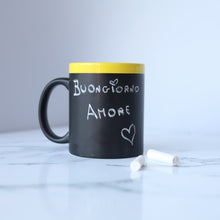 Carica l'immagine nel visualizzatore di Gallery, Tazza lavagna gialla personalizzabile con gessetto
