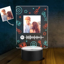 Carica l'immagine nel visualizzatore di Gallery, Targa a tema con base a led e codice spotify con foto personalizzabile 15cm x 20cm