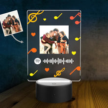 Carica l'immagine nel visualizzatore di Gallery, Targa a tema note con base a led e codice spotify con foto personalizzabile 15cm x 20cm