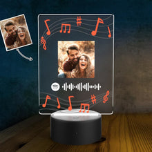 Carica l'immagine nel visualizzatore di Gallery, Targa a tema note con base a led e codice spotify con foto personalizzabile 15cm x 20cm