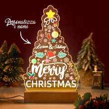 Carica l'immagine nel visualizzatore di Gallery, Targa a forma di albero con nomi personalizzabili e base in legno a led