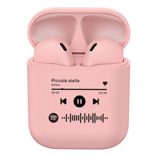 Carica l'immagine nel visualizzatore di Gallery, Cuffie Bluetooth rosa pastello con codice spotify personalizzabile