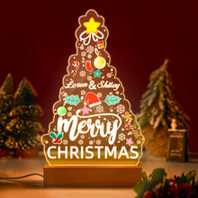 Carica l'immagine nel visualizzatore di Gallery, Targa a forma di albero con nomi personalizzabili e base in legno a led