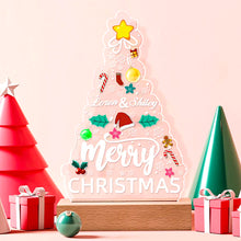Carica l'immagine nel visualizzatore di Gallery, Targa a forma di albero con nomi personalizzabili e base in legno a led
