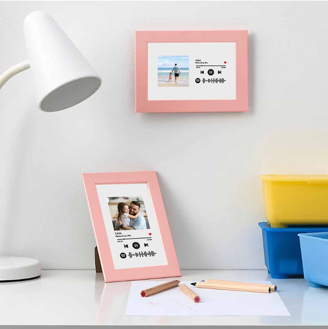 Quadro rosa con codice Spotify e foto personalizzabile 10x15cm –